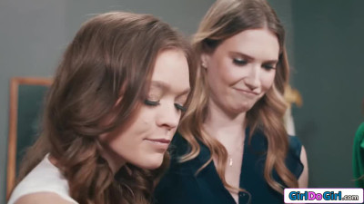 Three lesbian teachers strapon anal and dp in the classroom