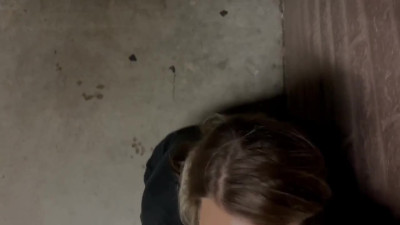 Public Blowjob! Big Tits Blonde Finishes Despite Being Caught.
