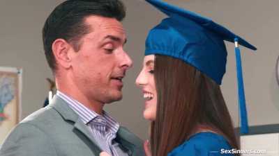 Coeds naked under graduation gown and ready to fuck teacher