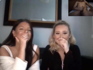 two gorgeous girls watch me cum