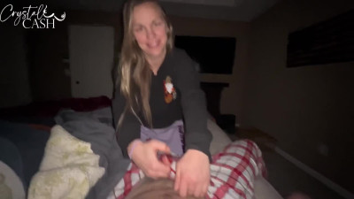 Best ASMR POV Hot Blonde MILF Crystal Cash Sucks Husband Dry