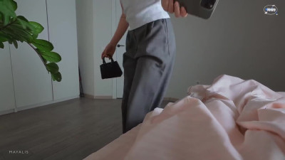 Hot MILF stepmom caught her stepson jacking off to her image while her husband
