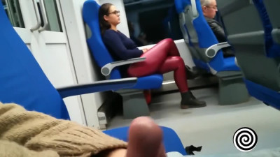 Public train blowjob by a kinky amateur milf