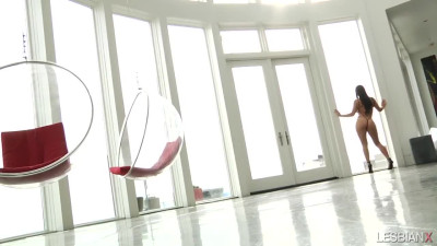 Kristina Rose and Keisha Grey black leather bed lesbian and anal lesbian dildo scene