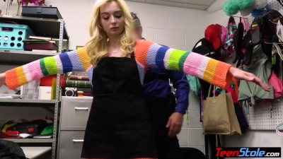 LP officer questioning a reluctant skinny blonde teen suspect Lexi Lore
