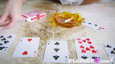 Big tits MILF played poker totally naked and revealed her stunning body