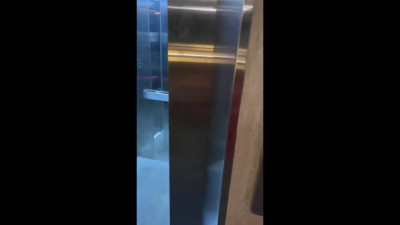 After Party Ukrainian Hot Model Masturbate in Public Elevator