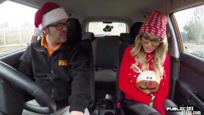 Car instructor doggy styles busty MILF in car after class