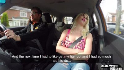 Bosomy MILF fucked in car outdoor by driving instructor