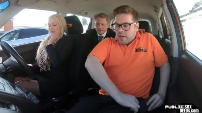 Busty fakeboobs MILFY public fucked in car outdoor by hubby